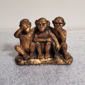 Bronze Monkey Trio Figurine